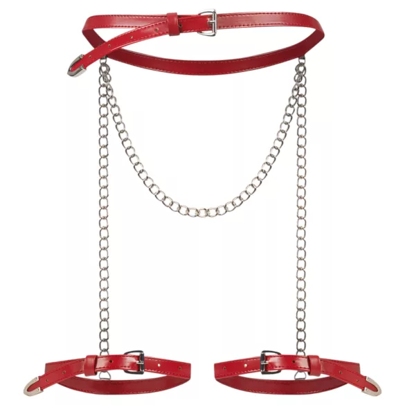 Obsessive Inferro - Red Chain Harness with Leather Effect