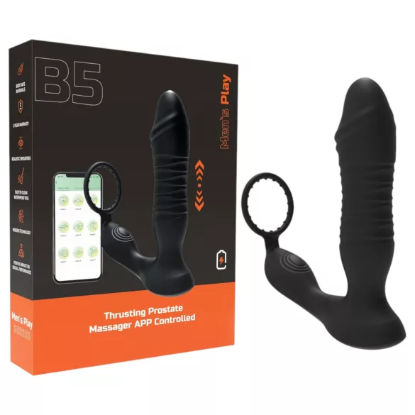 Erospace Men's Play - app-controlled thrusting anal vibrator (black)