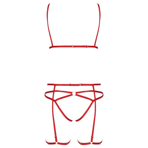 Passion Magali - 3-Piece Decorative Body Harness Set (Red)