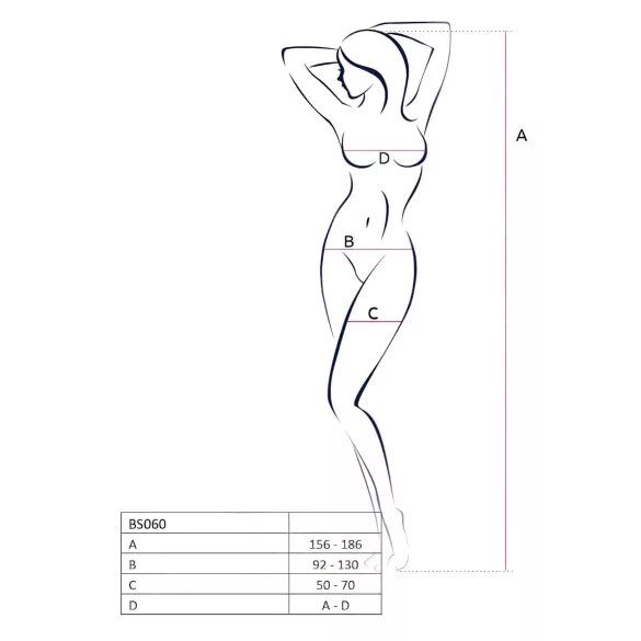 Passion BS060 - Diamond Pattern Fishnet Set (Black) - Sizes S-L
