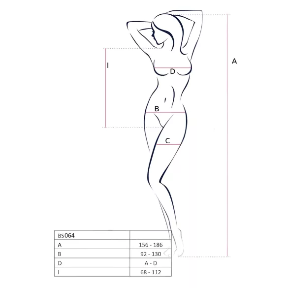 Passion BS064 - Open Net Bodysuit (Black) - Sizes S-L