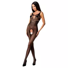 Passion BS078 - polka dot, open, black playsuit (S-L)