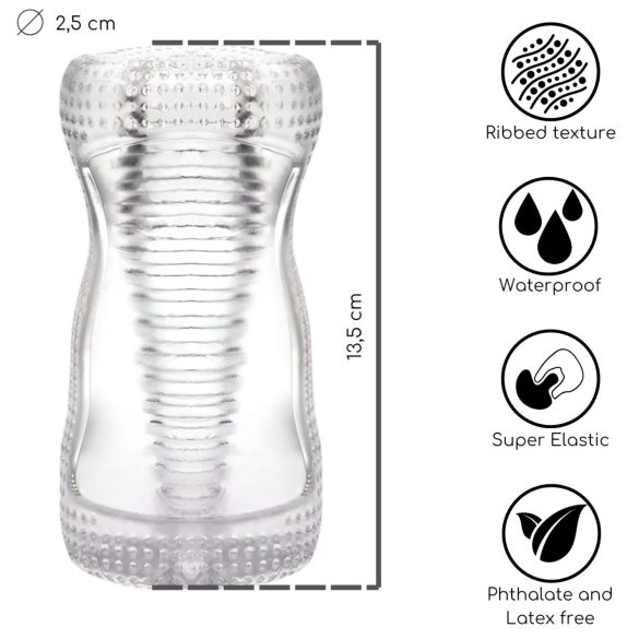 Desirel Vertigo – Ribbed Interior Masturbator (Transparent)