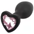 Sunfo - Heart Gem Silicone Anal Plug (Black-Pink)