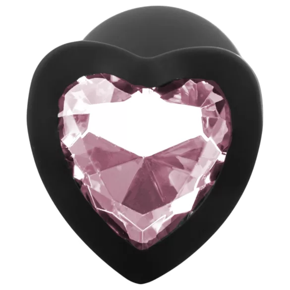 Sunfo - Heart Gem Silicone Anal Plug (Black-Pink)