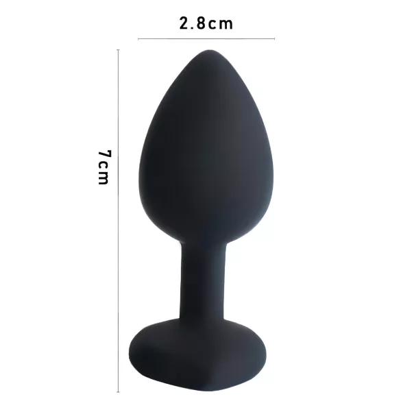 Sunfo - Heart Gem Silicone Anal Plug (Black-Pink)