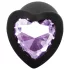 Sunfo - Silicone Heart Gem Anal Plug (Black-Purple)