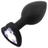 Sunfo - Silicone Heart Gem Anal Plug (Black-Purple)