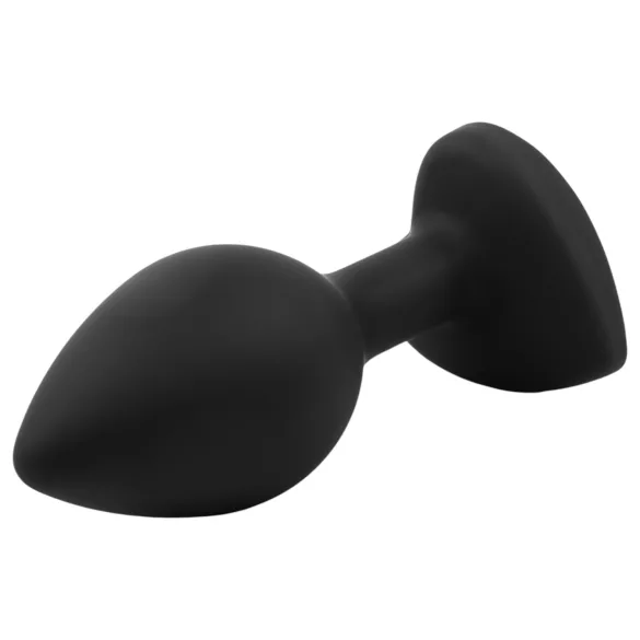Sunfo - Silicone Anal Plug with Heart-Shaped Red Gem (Black)
