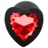 Sunfo - Silicone Anal Plug with Heart-Shaped Red Gem (Black)