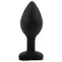 Sunfo - Silicone Anal Plug with Heart-Shaped Red Gem (Black)