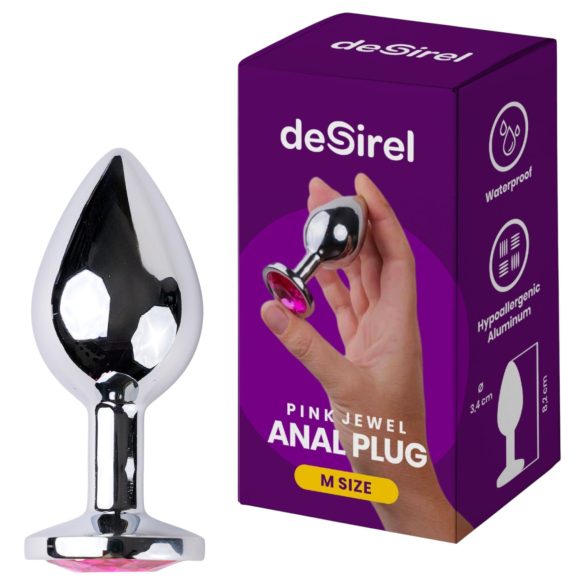 Desirel Pink Jewel M - Silver & Pink Anal Plug