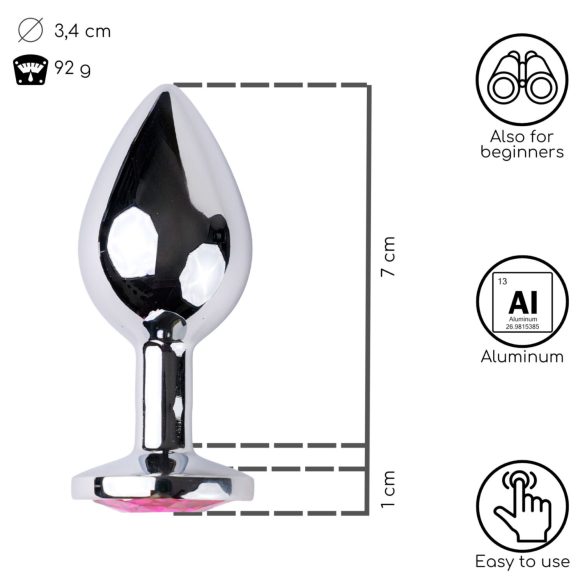 Desirel Pink Jewel M - Silver & Pink Anal Plug