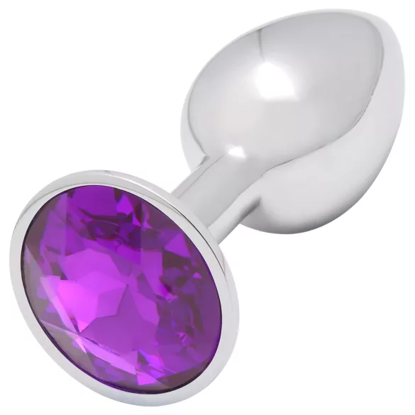 Sunfo - Metal Anal Plug with Dark Purple Gem (Silver)