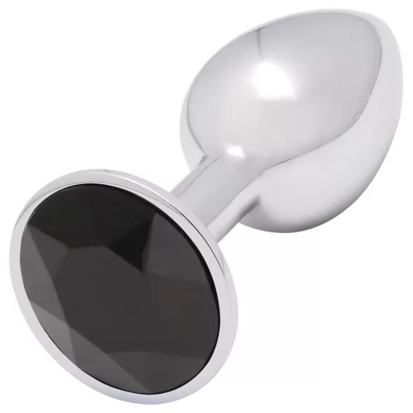 Sunfo - Metallic Anal Plug with Black Gem (Silver)