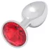 Sunfo - Metal Anal Plug with Red Gem (Silver)