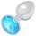 Sunfo - Silver Metal Anal Plug with Light Blue Gem