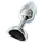 Sunfo - Heart-Shaped Silver Metal Anal Plug with Black Gem