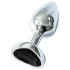 Sunfo - Heart-Shaped Silver Metal Anal Plug with Black Gem