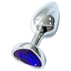 Sunfo - Heart Gem Silver Anal Plug with Dark Purple Stone