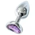 Sunfo - Metal Heart-Shaped Anal Plug with Purple Gem (Silver)