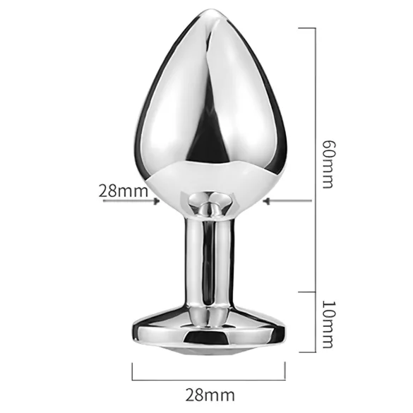 Sunfo - Metal Heart-Shaped Anal Plug with Purple Gem (Silver)