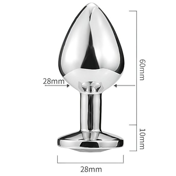 Sunfo - Metal Heart-Shaped Anal Plug with Light Blue Gem (Silver)