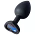 Sunfo - Black Silicone Heart-Shaped Anal Plug with Dark Blue Gem