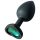 Sunfo - Silicone Heart Gem Anal Plug with Dark Green Stone (Black)