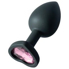 Sunfo - Silicone Heart Gem Anal Plug (Black)