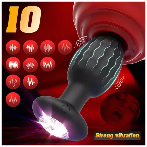 Desirel - Vibrating Anal Plug with Colour-Changing LED Light - App-Controlled, 10 Vibration Modes (Black)