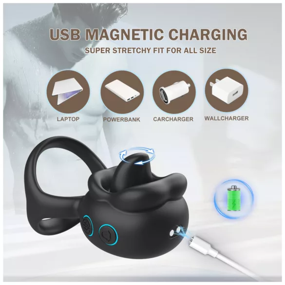 Biu-Biu - Black Ring & Tease Clitoral Vibrator