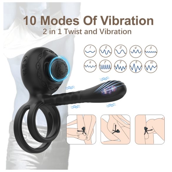 Biu-Biu - Couples Vibrator with Ring (Black)