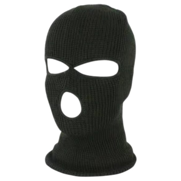 Knitted Black Balaclava Mask with 3 Openings