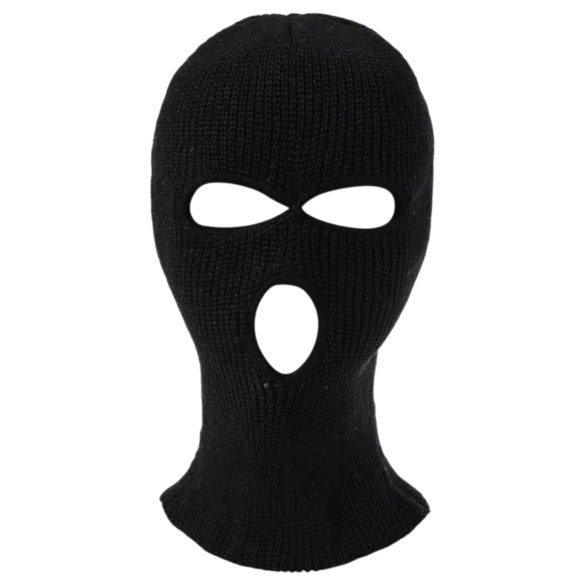Knitted Black Balaclava Mask with 3 Openings