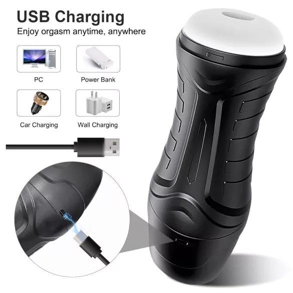 AlvUp - Vibrating Suction Masturbator (Black)