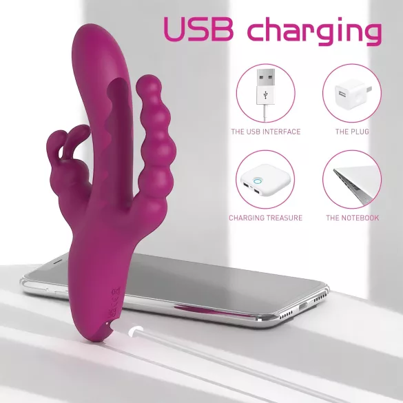 Sex HD Joker - Rechargeable, Waterproof Triple Vibrator (Purple)