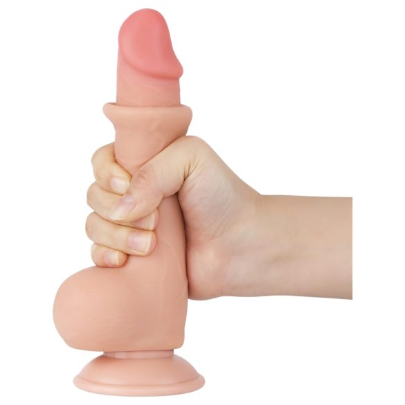 Lovetoy Sliding-Skin - Suction Cup Dual-Layer Dildo - 7.7" (Natural)