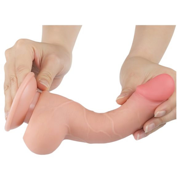 Lovetoy Sliding-Skin - Suction Cup Dual-Layer Dildo - 7.7" (Natural)