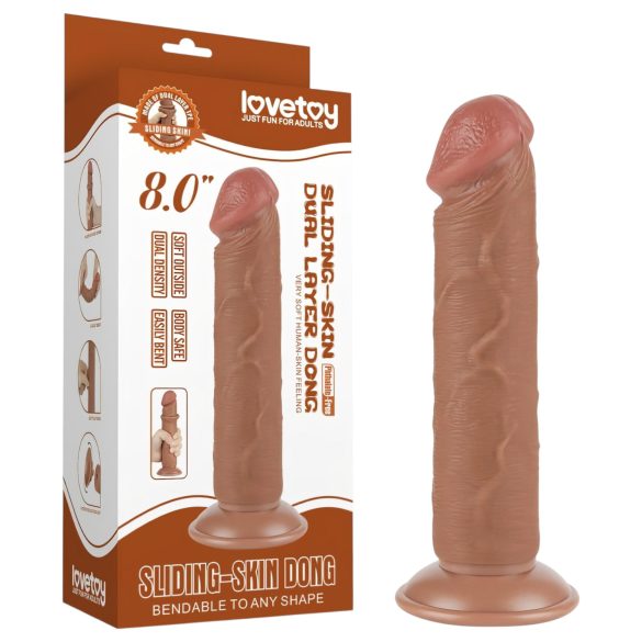 Lovetoy Sliding-Skin - Suction Cup Dual-Layer Dildo - 20cm (Natural)