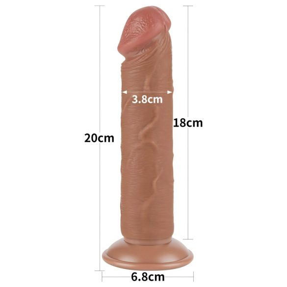 Lovetoy Sliding-Skin - Suction Cup Dual-Layer Dildo - 20cm (Natural)