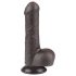 Lovetoy Sliding-Skin - Dual-Layer Dildo with Balls - 18.3cm (Brown)