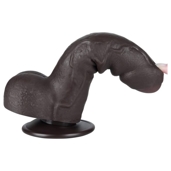 Lovetoy Sliding-Skin - Dual-Layer Dildo with Balls - 18.3cm (Brown)
