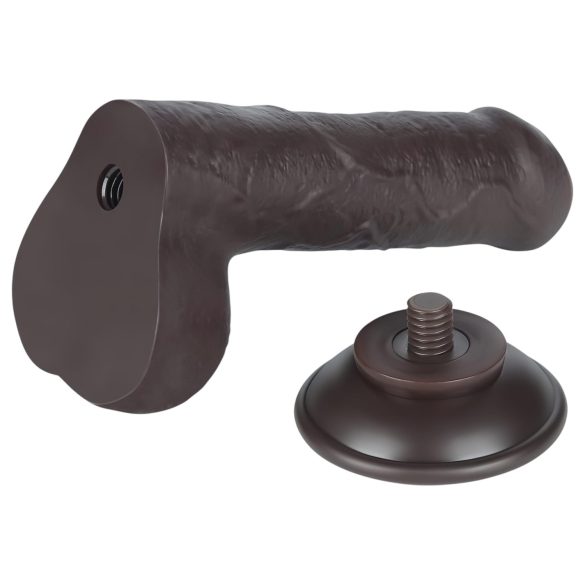 Lovetoy Sliding-Skin - Dual-Layer Dildo with Balls - 18.3cm (Brown)