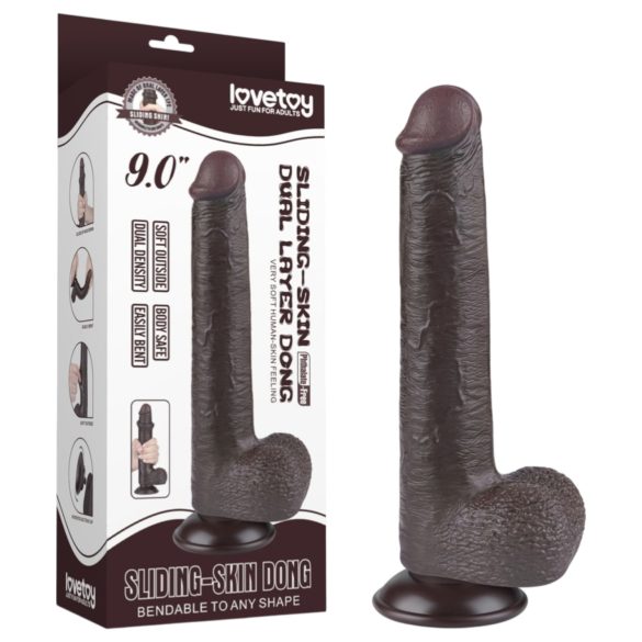 Lovetoy Sliding-Skin - Suction Cup Double-Layer Dildo - 20.8cm (Brown)