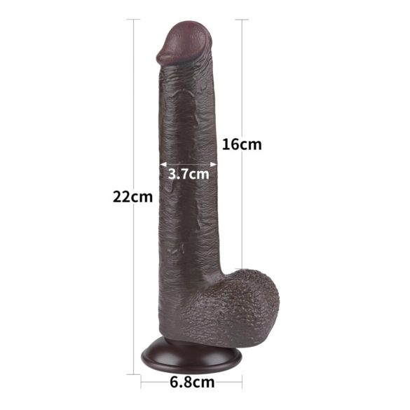 Lovetoy Sliding-Skin - Suction Cup Double-Layer Dildo - 20.8cm (Brown)