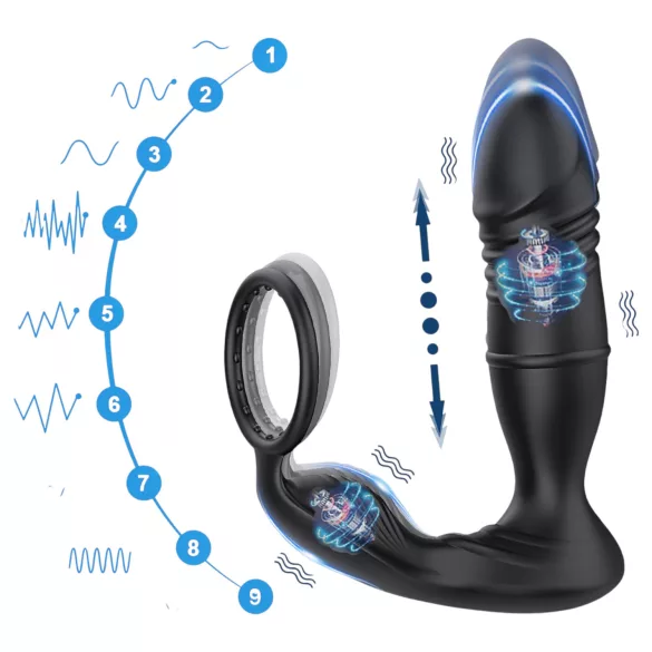AlvUp - Smart Prostate Vibrator with Penis Ring (Black)