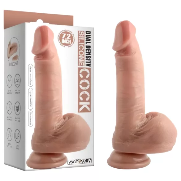 Dual Density 18 cm Realistic Dildo with Suction Cup and Balls (Natural)