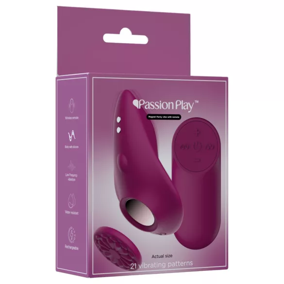 Passion Play - remote-controlled, magnetic knicker vibrator (burgundy)