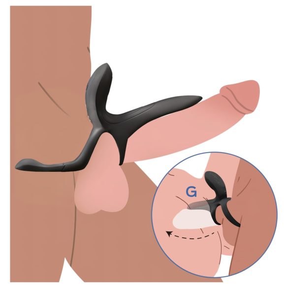 Honey Play Box Pleasure Pivot - Smart Vibration Penis & Testicle Ring (Black)